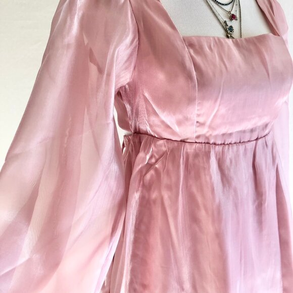 Pink Organza Mini Party Dress - Picture 12 of 13